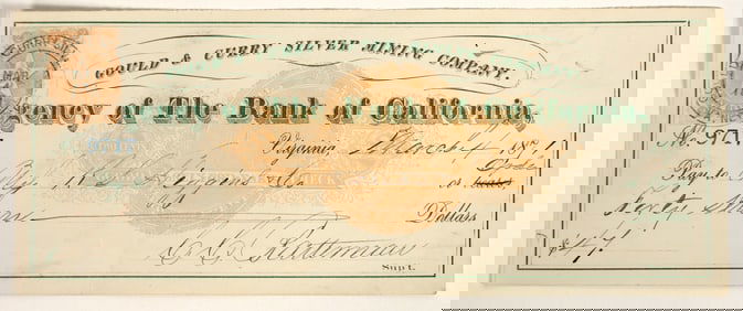 Gould & Curry Mining Check Issued to RL Higgins (of Nevada Ink Bottle Fame) [198895]