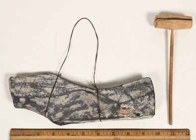 UNUSUAL: Natural Rock Bell & Mallet. Foreign. [198956]