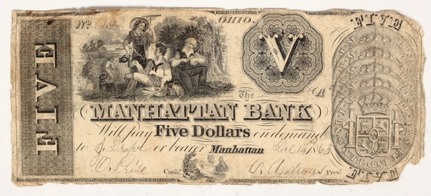 Manhattan Bank Five Dollar Note [198550]
