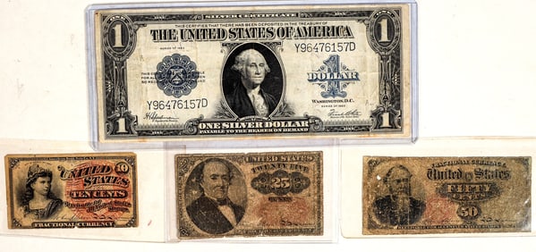 U.S. Currency: Large Size Silver Certificate & Fractional Notes (3) [199596]