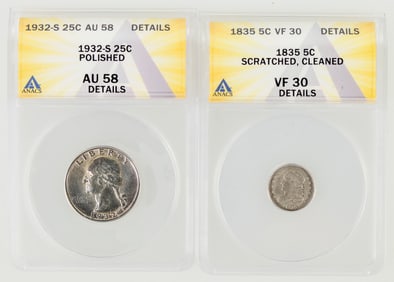 U.S. Coins: 1835 five cent/1932-S Quarter [199593]