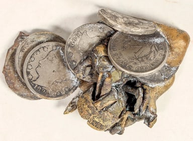 "SF Earthquake Ingot": Liberty Head Nickels Melted by 1906 San Francisco Earthquake Fire [199598]