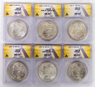 Morgan Dollars 1887 Die Varieties (6) [199069]
