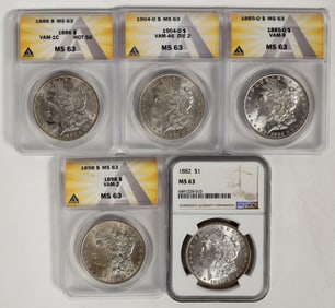 Morgan Dollars MS 63 (5) [199015]