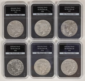 San Francisco Mint Peace Dollars (6) [199056]