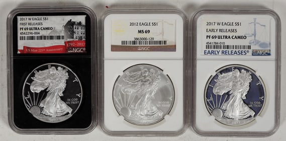 Silver Eagles MS 69 (3) [198625]