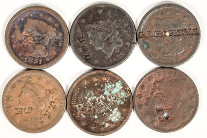 Counter Stamped Large Cents (6) [198299]