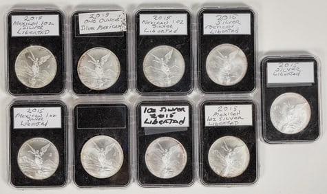 Mexican 2015 One Ounce Silver Libertad Coins (9) [198764]