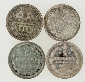 Silver Russian 5 Kopek Coins (4) [198335]