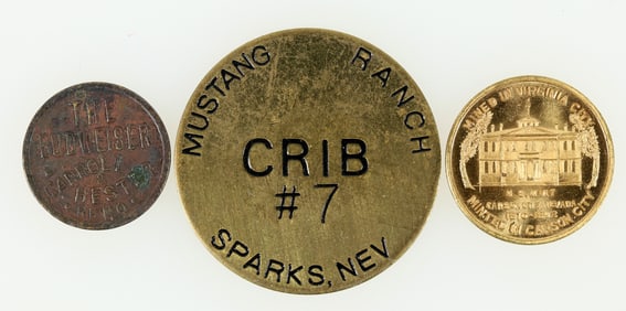 Movie: Virginia City (1940) Rare Medal, Brothel Token, Scarce Budweiser Token [198461]