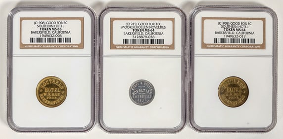 NGC Graded Bakersfield Tokens (3) [197123]