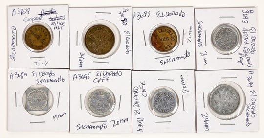 El Dorado Cafe/Crystal Palace Bar Tokens (8) [198267]