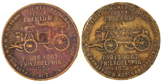 Peter Schuttler Pioneer Wagon Works Tokens (2) [198350]