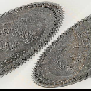 Merchants Bank Token [198347]: Rare bank token, one known: THE / MERCHANTS / BANK / DENVER, Colorado // GOOD FOR / $1.00 / WHEN RETURNED / WITH / HOME BANK / IN GOOD CONDITION; Al., rd., 29 mm.^Date: Country (if not USA): State: Co