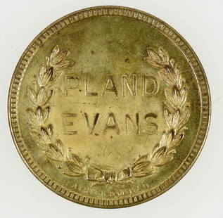 Pland Evans Rio Tinto NV Tokens (2) [198311]: Lot of two:1) PLAND / EVANS / PATRICK & M.K. CO. // GOOD FOR / 25¨¢ / IN TRADE; Br., rd., 24 mm. 2) PLAND / EVANS / PATRICK & M.K. CO. // GOOD FOR / 50¨¢ / IN TRADE; Br., rd., 31 mm. The 50c is AU