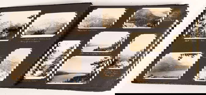 Vintage Travel Photo Album with Lake Tahoe [161885]: 100+ mostly photos and RPC's in an album, c. 1930. Nice Lake Tahoe photos-Fallen Leaf Lake, Mt. Tallac, Crystal Range, Susie Lake, Heather Lake, Desolation Valley, Pyramid Peak, Aloha Lake, Marjorie L