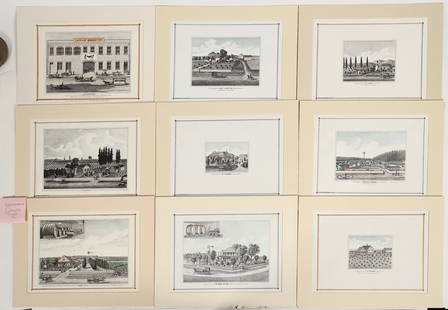 Thompson & West Prints Of Los Angeles County Businesses, Wineries And Residences [199197]: Lot of 22. Artist renditions of various farms, residences and businesses in and around Los Angeles County circa late 1800's. Color. matted and framed, published by Thompson and West. In excellent cond