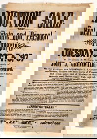 1897 Sutter County, California Estate Sale Broadside on Cloth [197631]