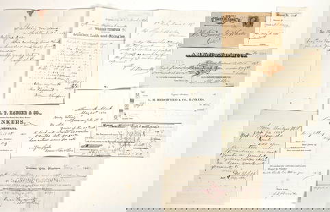 Montana Vigilantes Signatures 1863-65 [198438]: Lot of 11. All are in protective sleeves and excellent cond. Signatures on checks, warrants, letters, receipts and bill of ladings. Each has a "biography" on the individuals. I.E; 1. John S Lott. He a