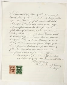 Carson City Notary Public Document with Nevada Revenue Stamp, 1866 [196725]