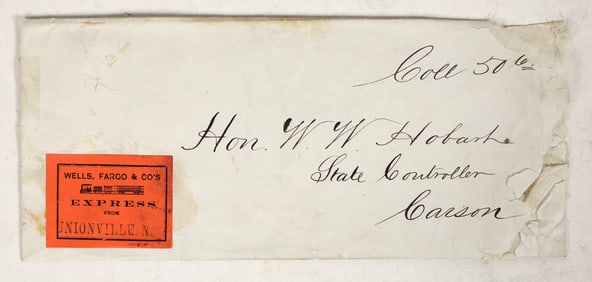 Unionville, Nevada Envelope with Rare Wells Fargo Adhesive & Seal [196730]
