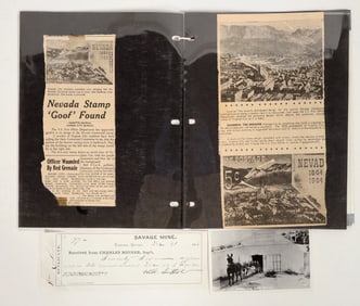 Nevada Ephemera Group: Stamps, Mine Paycheck, Sutro Postcard [197300]
