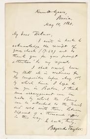 Letter from Bayard Taylor, Famous U.S. Poet & Travel Writer [198827]