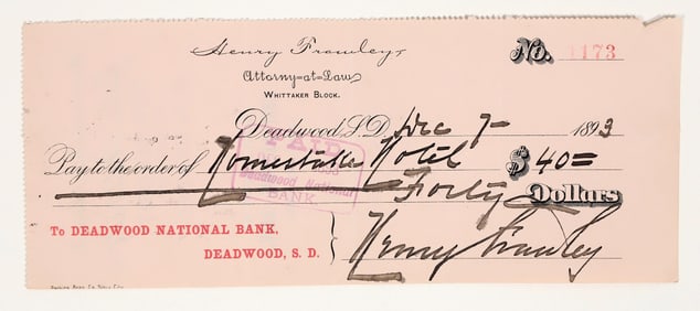 Deadwood Check with George Hearst Connection [199170]