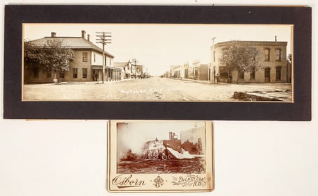 South Dakota Street Scene Panorama RPPC and North Dakota Railroad Photo [197713]