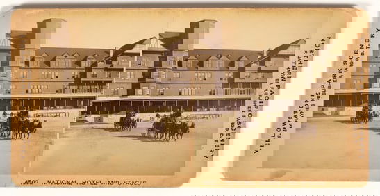 National Hotel & Stage Stereoview, Haynes Yellowstone Scenery [165533]