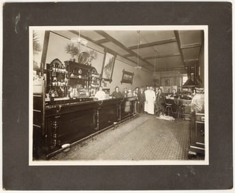Truckee, California Saloon Interior Photograph w/ Tahoe Pictures, c.1910 [197306]