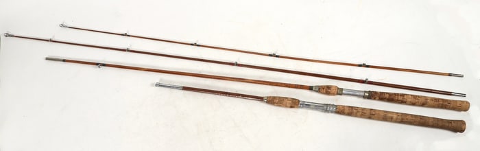 Two North West Coast Salmon Split Bamboo Fishing Rods  [197254]