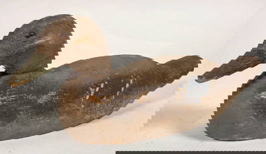 Wooden Duck Decoy, Animal Trap Co. of Mississippi [197299]: Stamped on the bottom "Animal Trap Co. of Miss., Inc." This was a significant player in the decoy manufacturing industry. Likely pre-1950. 16 x 5 x 7" Originally, the Animal Trap Company of North Amer