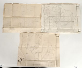 First Survey Map of Wisconsin, 1848; plus 1850, 1852 GLO Maps [197047]