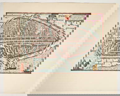 Ancient Map of Rotterdam  [158241]: Map of Rotterdam, 1588-97. By George Braun and Frans Hogenberg. Copper-engraving, hand colored. 21 x 17 ". Story on back. Map appears almost new. ^Date: 1588Country (if not USA): NetherlandsState: Cit