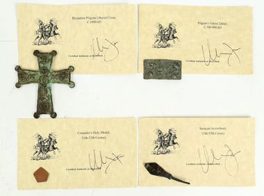First Crusades Knights Templar Burial Cross, Tablet, Medal Arrowhead Reproductions (4) [200141]