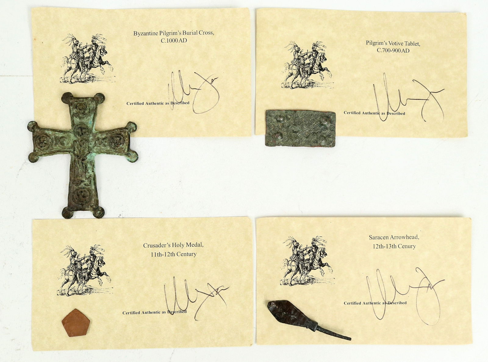 First Crusades Knights Templar Burial Cross, Tablet, Medal Arrowhead Reproductions (4) [200141] (1 of 3)