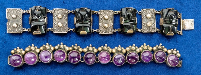 Antique Sterling Silver and Gemstone Bracelets, c. 1900-1920 [200432]