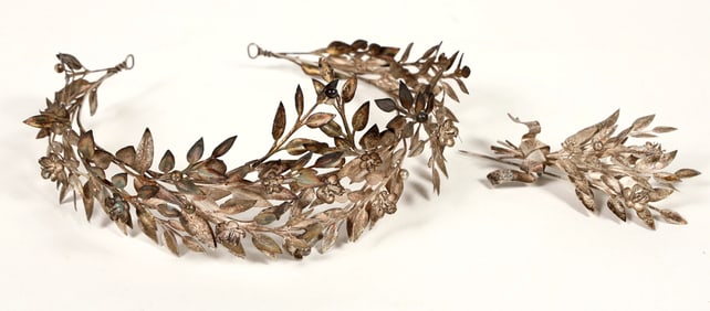 Silver Roman-Style Laurel Tiara & Brooch, 1907 [200419]