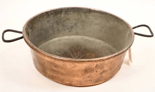 Copper Roasting Pan [189706]: A 6"x 15" copper roasting pan. Hand hammered, this pan would make a great kitchen utensil or decoration. In nice condition. Please see photos for more details.^Date: Country (if not USA): State: City: