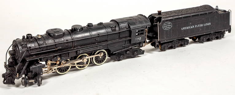 American Flyer Engine 322 And Tender 4-6-4 [183880]: American Flyer 4-6-4 Engine 322 loco and tender. Complete. Tested : Runs, smokes, light works. "New York Central" six wheel truck tender. Graphics are clear. ^Date: 1950'sCountry (if not USA): State: