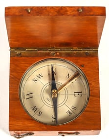 French Made Teak Box Compass c.1900s [198379]