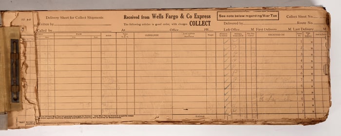 Wells Fargo Express Collect Shipment Book, 1918 [193435]