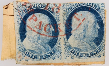 Scott #7, Franklin 1c pair [199738]