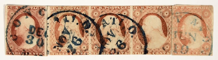 Possible Scott #10, Type 1 (5 stamps) [199737]