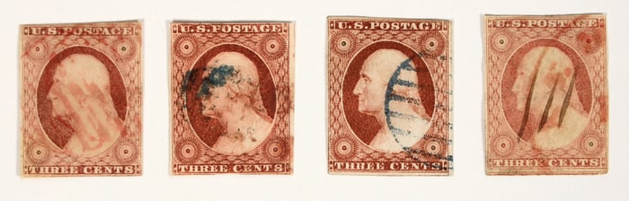 Scott 11, Type 2 - Washington 3c (4 stamps) [199718]
