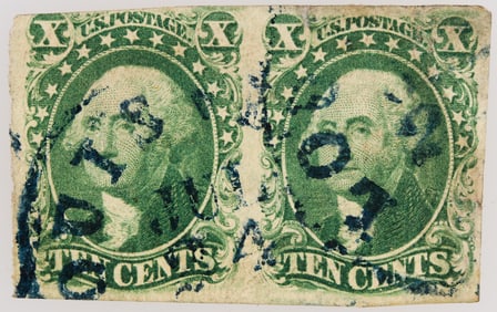 Scott #15, Type 3. Fused Pair. [199723]