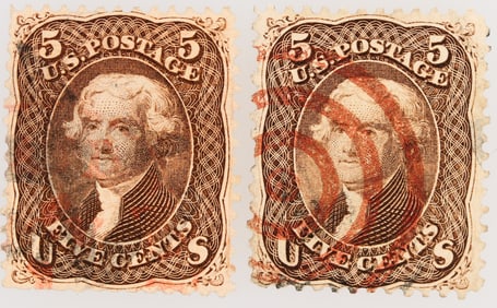 Scott #76, Jefferson 5c - Pair [182177]