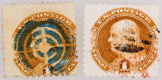 Scott #112 pair, 1869 Series G Gill [199715]