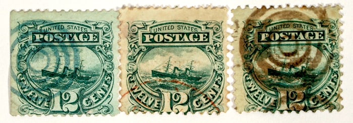 Scott #117, 12c Ship Stamp, (3) [182170]